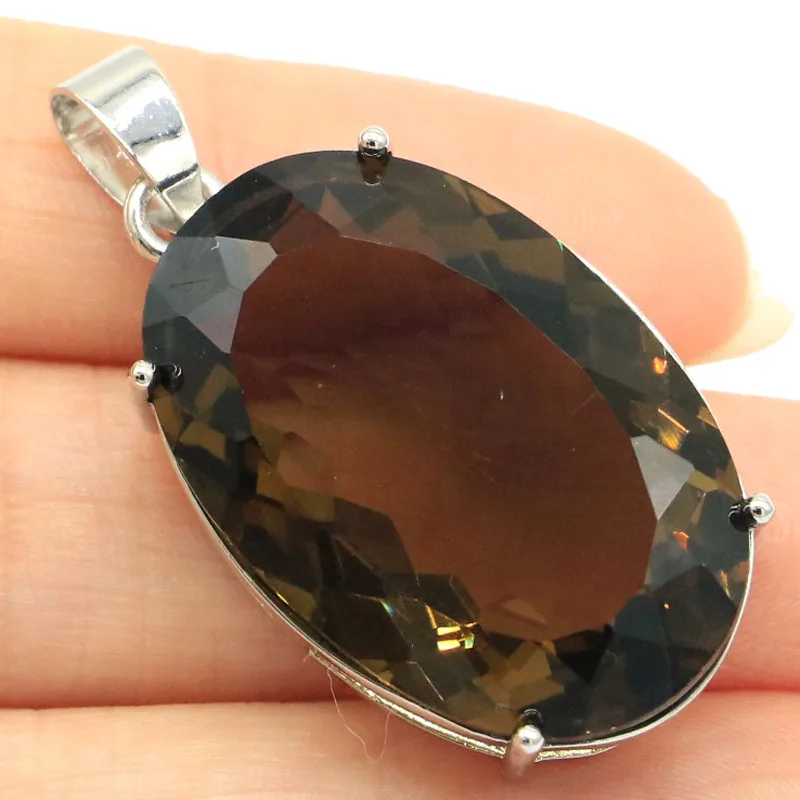 Buy 4 Get 1 Free 40x20mm Smoky Topaz Spessartine Garnet Swiss Blue Topaz Blue Turquoise CZ Jewelry For Mens Silver Pendant