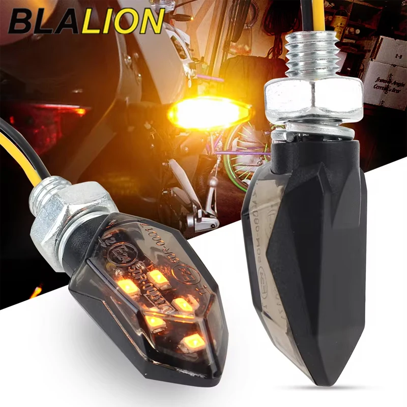 BLALION Indicatori di direzione per moto Luci a LED ad alta luminosità Mini LED universali per moto Lampe Indicatori LED lampeggianti ambra