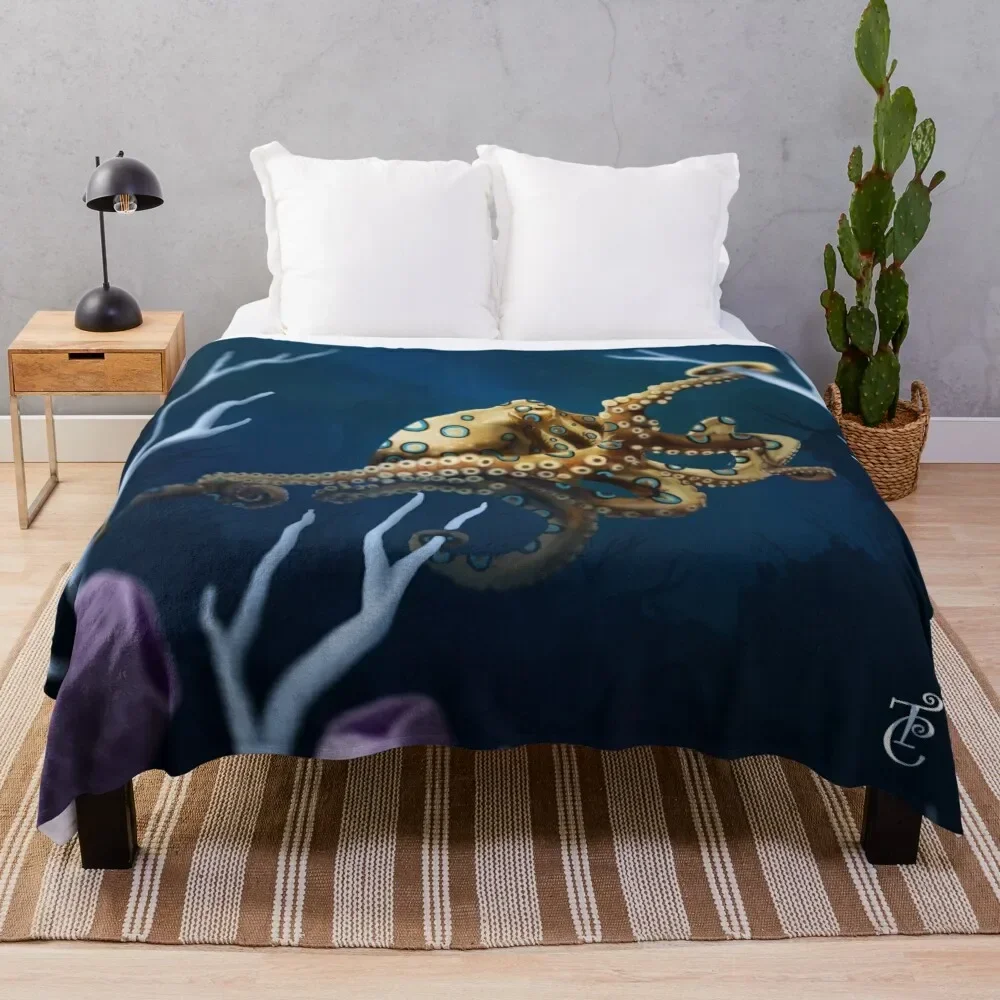 

Blue Ringed Octopus Throw Blanket Summer Beddings Heavy Sofa Moving Blankets