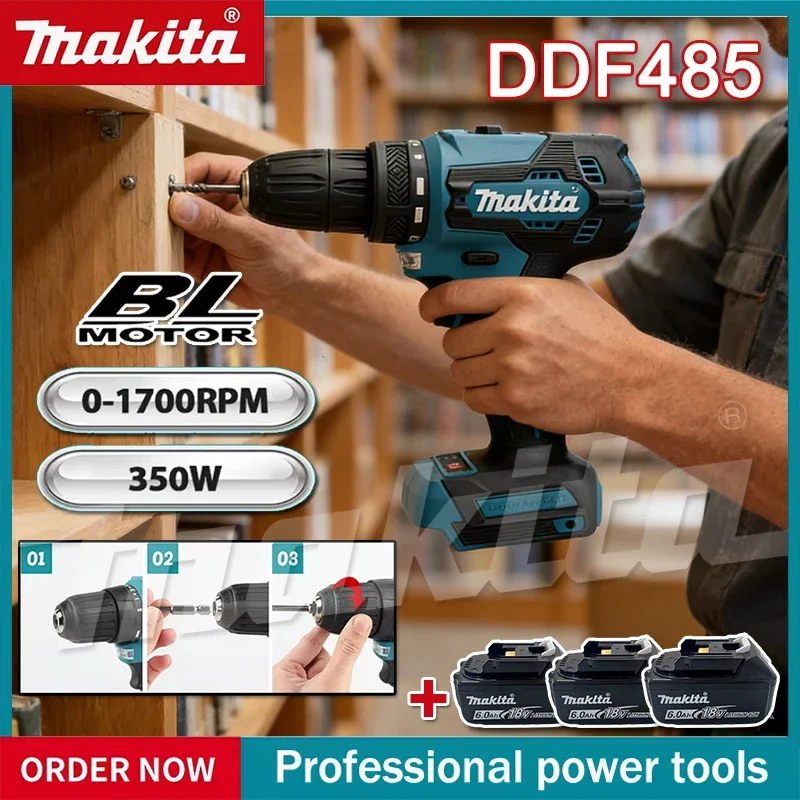 Makita DDF485 10MM LXT Compact Cordless Tool Multi-function Screwdriver Impact Brushless Drive Rechargeable Brushless Drill