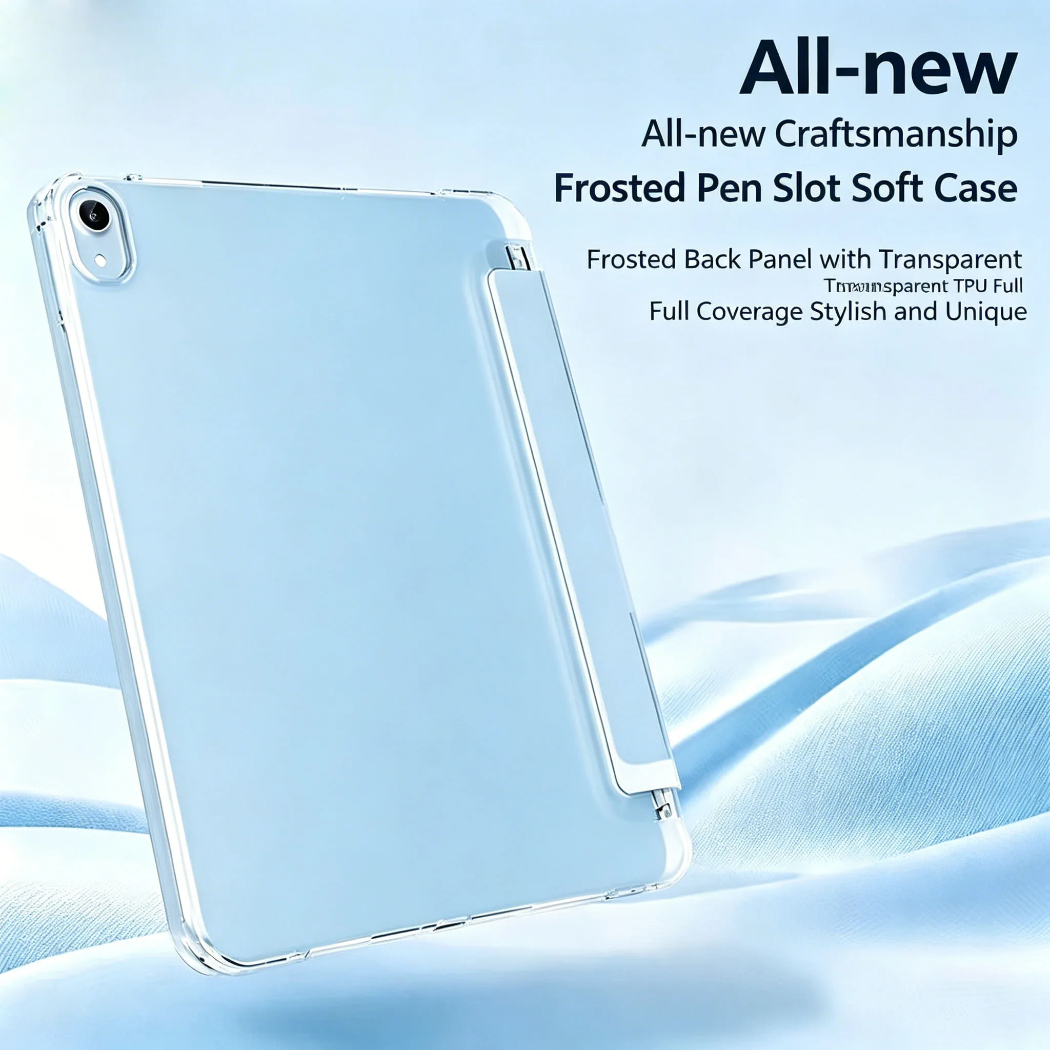 

For iPad 11th Generation 2025 11-inch Case with Pencil Holder, Translucent Matte Flexible Cover,