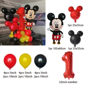 Disney-Mickey Mouse Foil Balloons, Número Balls, vermelho, preto, látex, aniversário, Baby Shower, Decoração do partido, 22pcs, conjunto, 32 12 principais vendas esfera de disney - №10