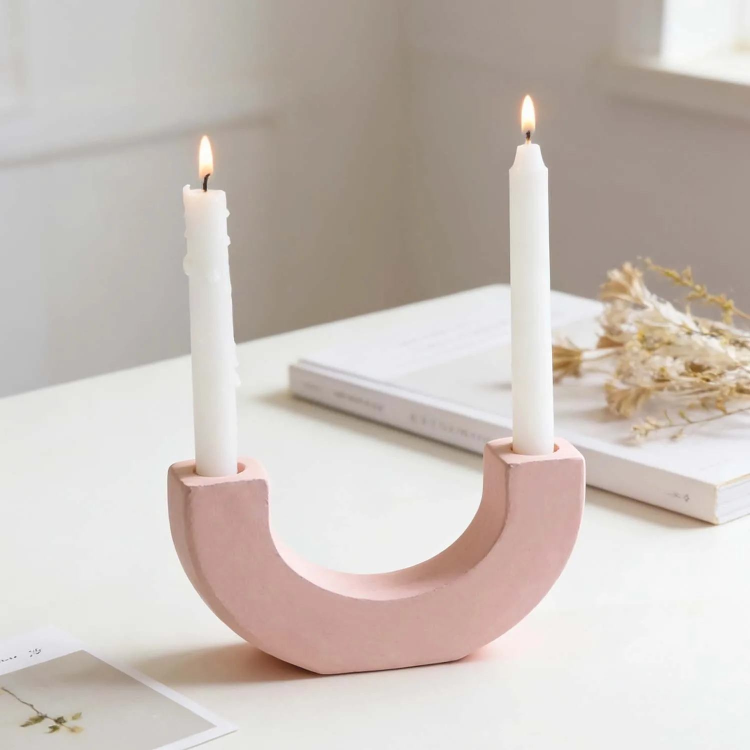 U Shape Double Hole Candle Stand Mold DIY Rolling Bridge Base Gypsum Aromatherapy Candle Decor Mould