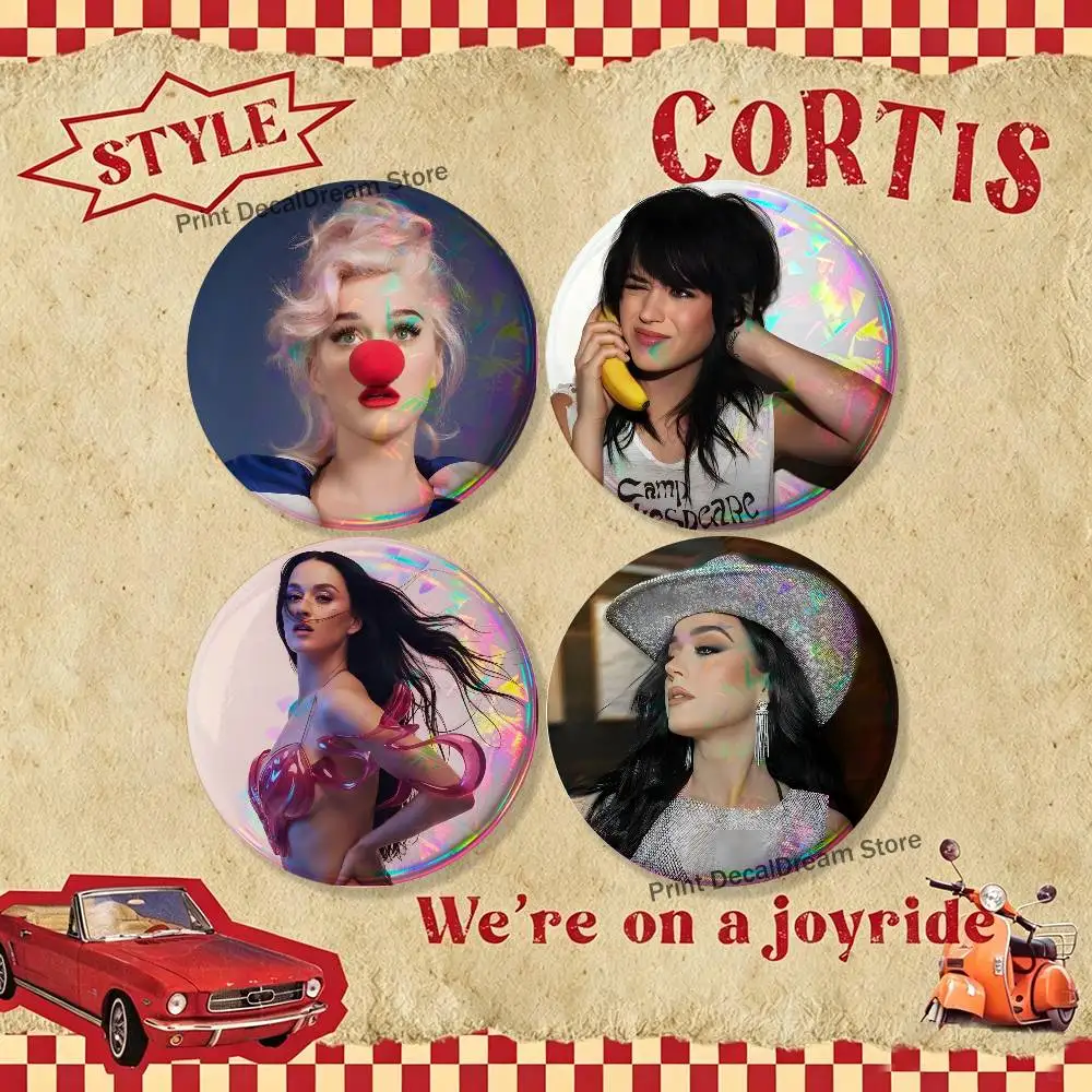 

Singer K-Katy P-Perry 4-piece set Pins Backpack Clothes Jewelry Accessories Cartoon Round Brooch Button Badge Collection Gifts