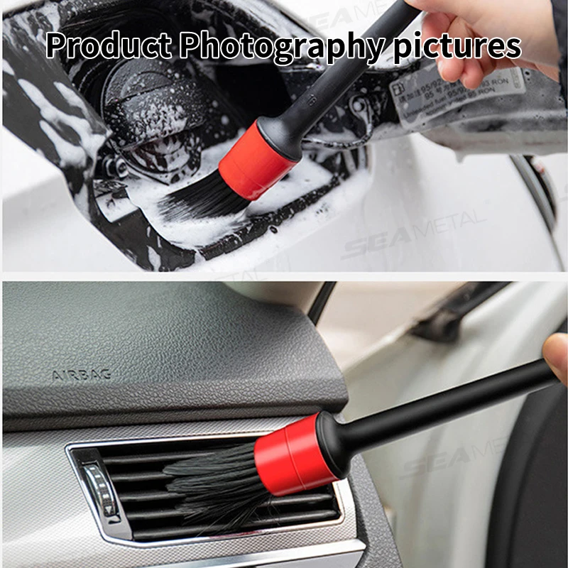 SEAMETAL 13pcs Car Cleaning Brush Set Multifunctional Brush Set Car Detail Cleaning Gloves with Towel Sponge Car Care Tools - Image 3