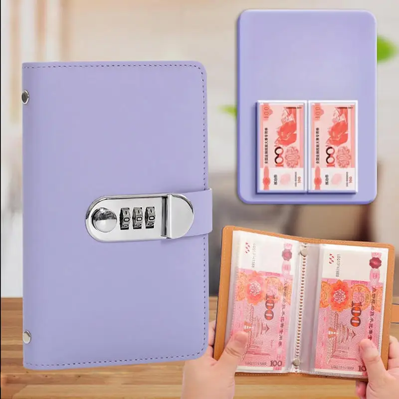 توفير المال 100 مغلف توفير المال تشالنغ بو سعة كبيرة الموثق الصغير التوفير التحدي مقاوم للماء مع قفل كلمة المرور #6