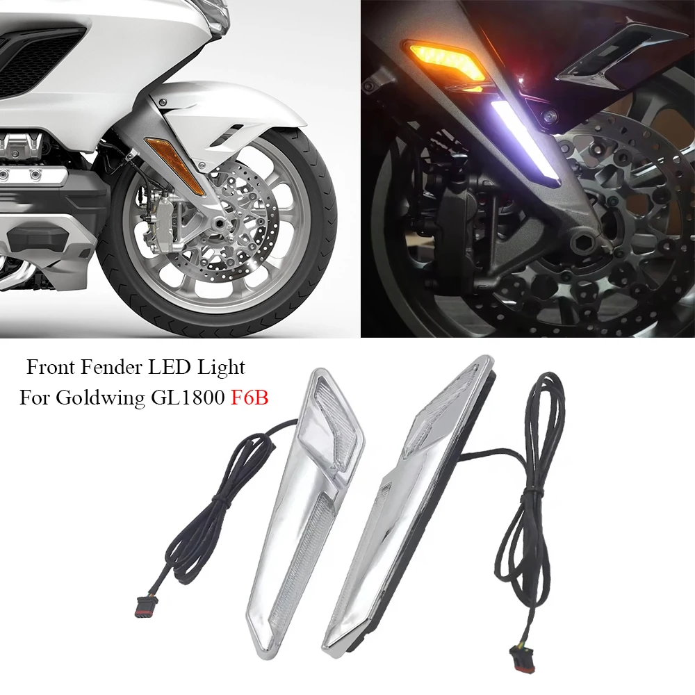 

For Honda Goldwing GL1800 F6B 2018-UP Motorcycle Front Brake Fork Mounted NAV LED Lights in Chrome or Black 2019 2020