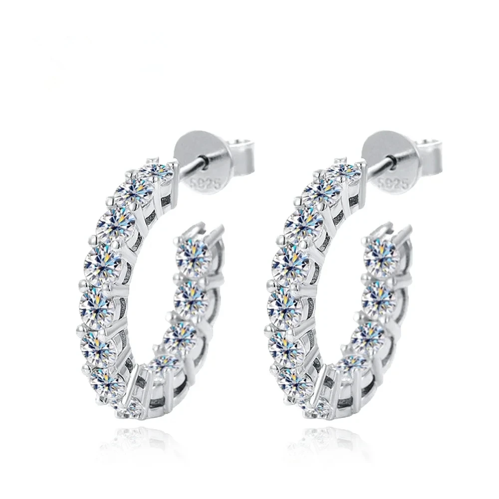 

KNOBSPIN D VVS1 Moissanite Earring 925 Sterling Silver Plated 18k White Gold Fine Jewelry with GRA Wedding Earrings for Women