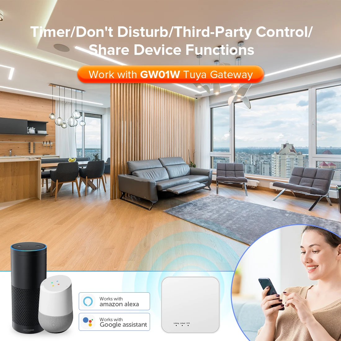 Tuya 2.4GHz WiFi Gateway for C01RF - C04RF LM051 Controller DIM CCT RGB RGBW RGBCCT LED Strip Tuya Smart Life Alexa Google Home