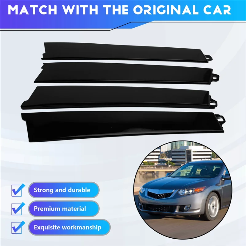 

Exterior Door Window Trim Panels 4Pcs Front+ Rear Fit For Honda Accord 09-14 72930-TP5-003ZA 72430TP5003ZA 72470-TP5-003ZA