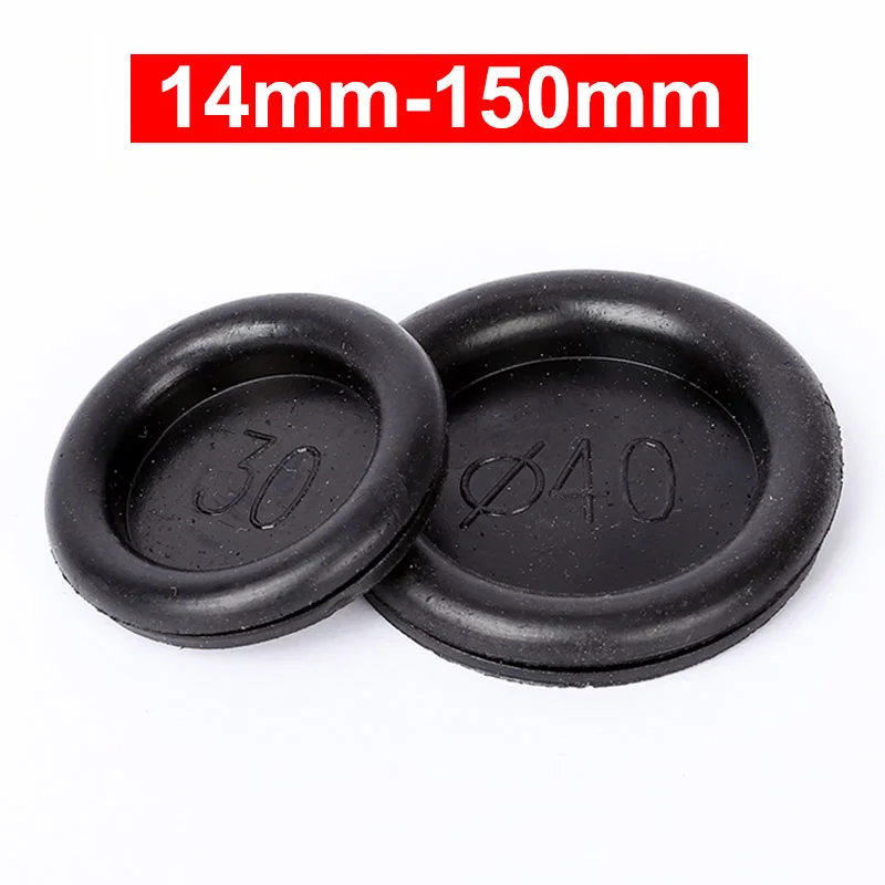 1pcs 14mm-150mm Opening Hole Single-side Rubber Grommet Closed Blind Grommet Plug Bung Gasket Seal For Protects Wire Cable Black