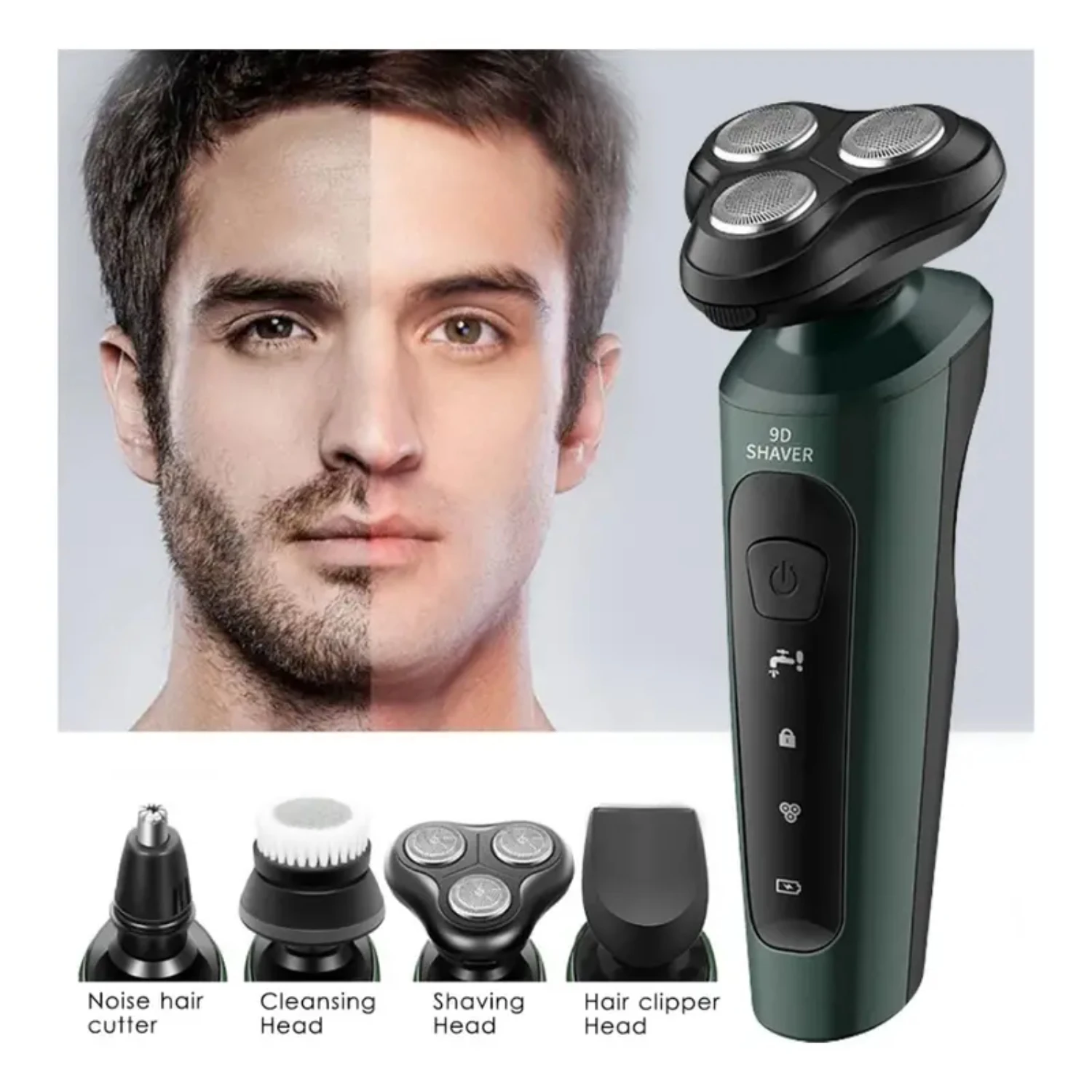 Gentle and Efficient 4 In 1 Multifunctional Electric Shaver Trimmer for Men, with Precision Blades and Rechargeable Battery, Pro