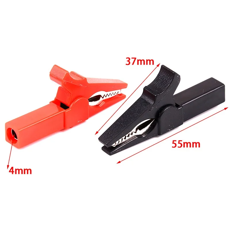 STONEGO 4Pcs/Set Alligator Clip Banana Plug Test Probes - 55mm Length with 4mm Banana Plug Cable Clips - Red and Black