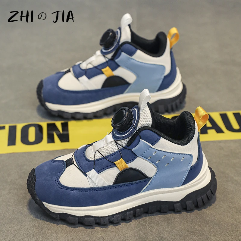 

Новая детская спортивная обувь для мальчиков и девочек, осенне-зимние кроссовки с вращающейся пряжкой, уличная модная противоскользящая обувь 30-39