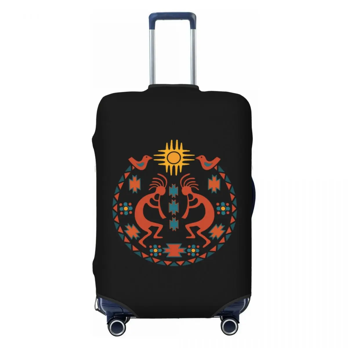 

Пользовательский африканский племенный индейский дорожный чехол для багажа Kokopelli, эластичный чехол для чемодана, подходит для 18-32 дюймов