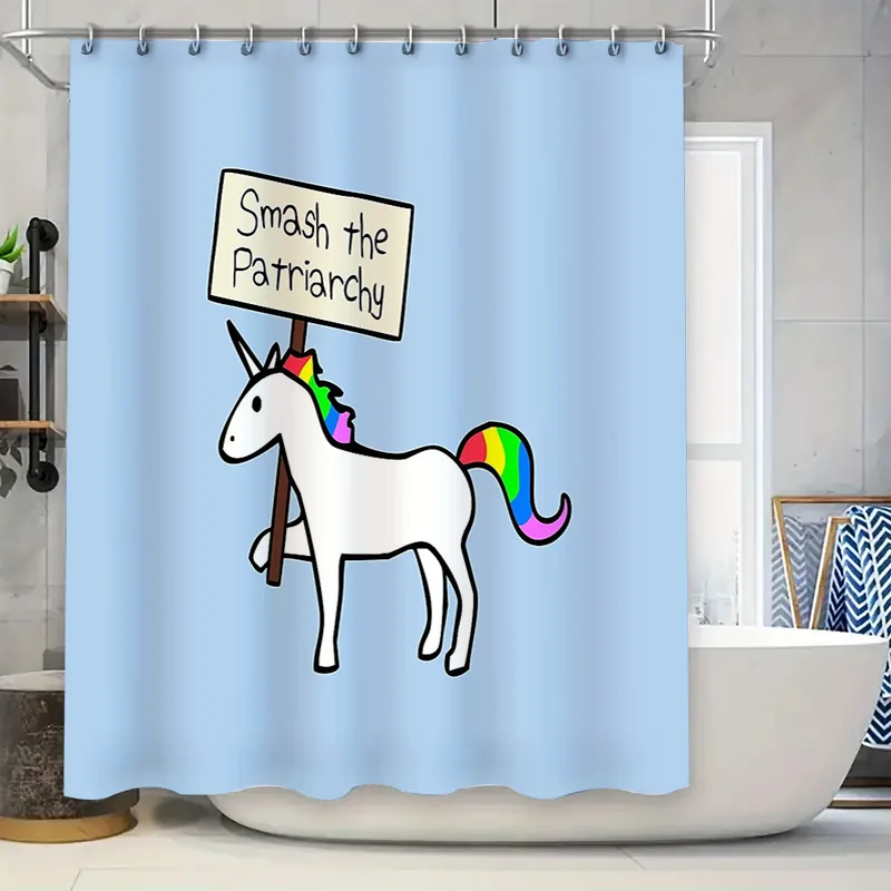

Единорог Радужная занавеска для душа Милая волшебная лошадь Декор для ванной комнаты Моющаяся тканевая подкладка Хиппи Эстетический декор комнаты Подарок