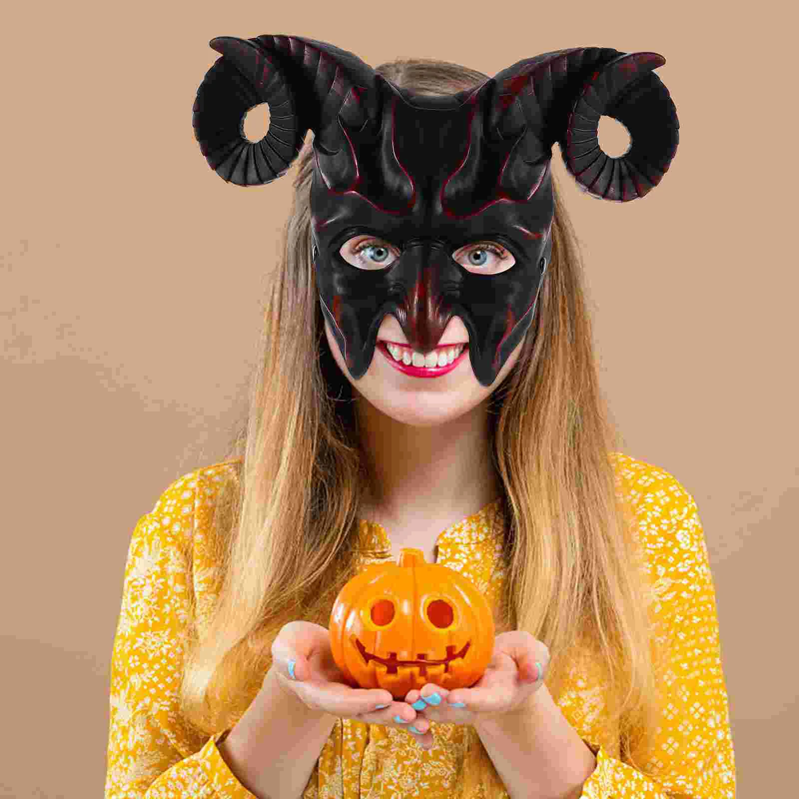 

Halloween Horn Mask Festival Cosplay Decorative Masquerade for Ornament Costume Party Face Holiday Prop Pumpkin The