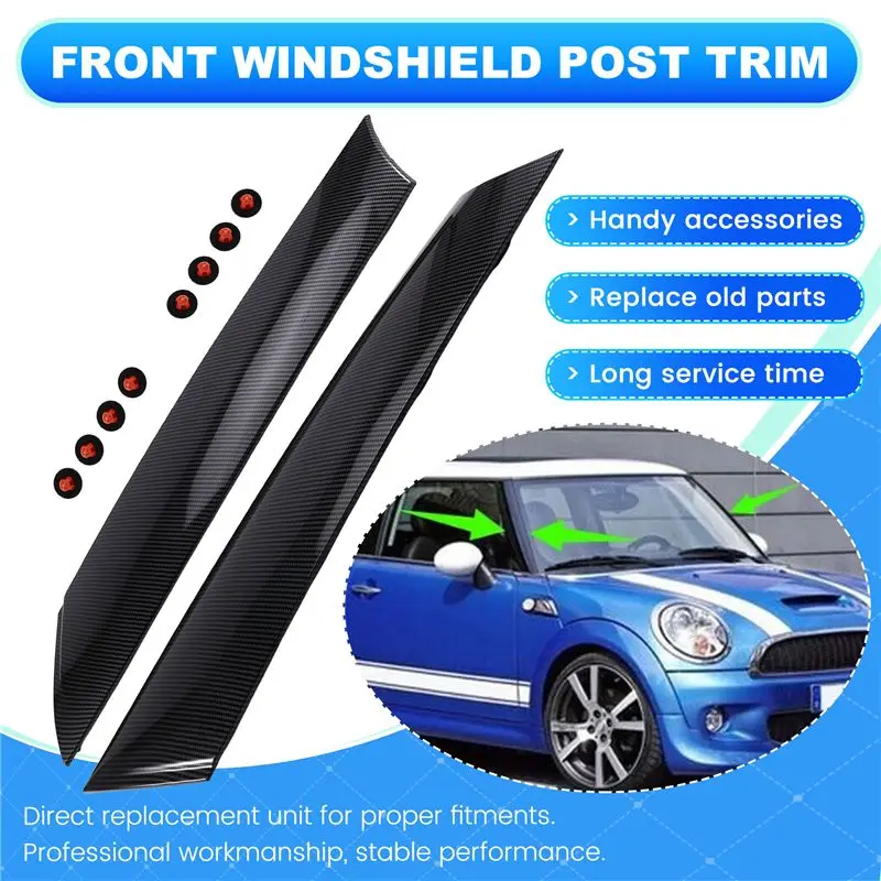 For Mini Cooper 2007-2015 Front A Pillar Windshield Post Trims 2X Set Black R55 R56 R57 51137272583 51137272584-A99D