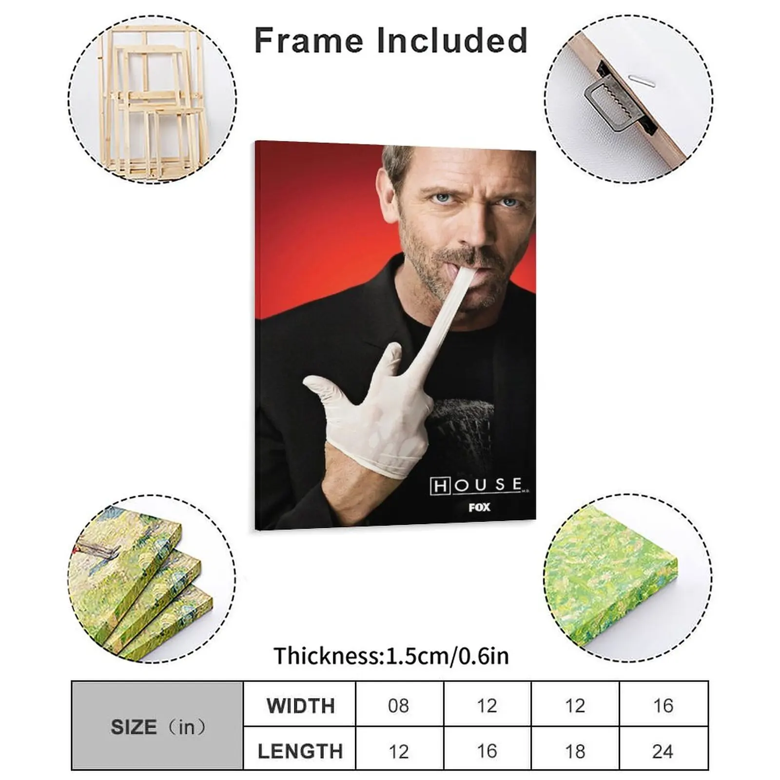 You're An Idiot Dr House Canvas Painting Pub Character Wall Decor Cave Living Room Dr House Framed Wall Painting