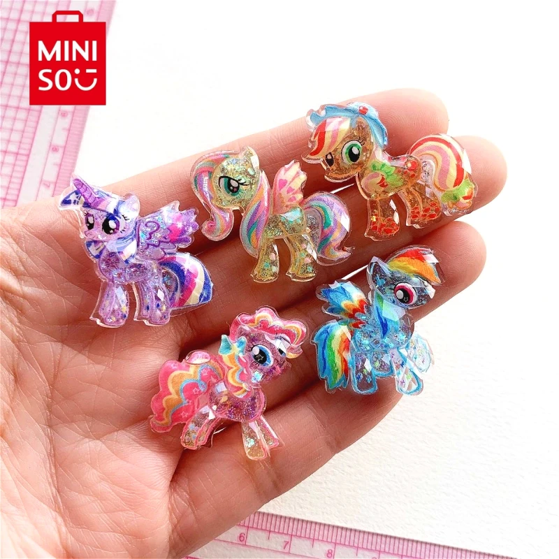 Cartoon Anime My Little Pony Acrylic Transparent Resin Patch Handmade DIY Jewelry hairpin Charms Accessories Q-version 3CM