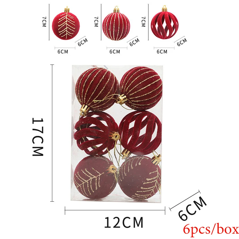 6CM Red Green White Shatterproof Christmas Ball Ornaments Christmas Tree Decorative Balls Pendants for Xmas Noel Holiday Gifts view 6