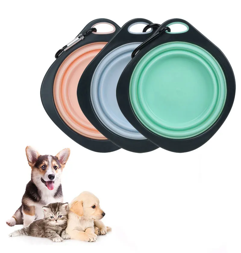 Faltbare Silikon-Schüssel für Haustiere, zusammenklappbar, für Hunde, Reisen, tragbar, Welpen-Futterschale, Silikon-Hundenapf, 2-in-1 – Detail 4