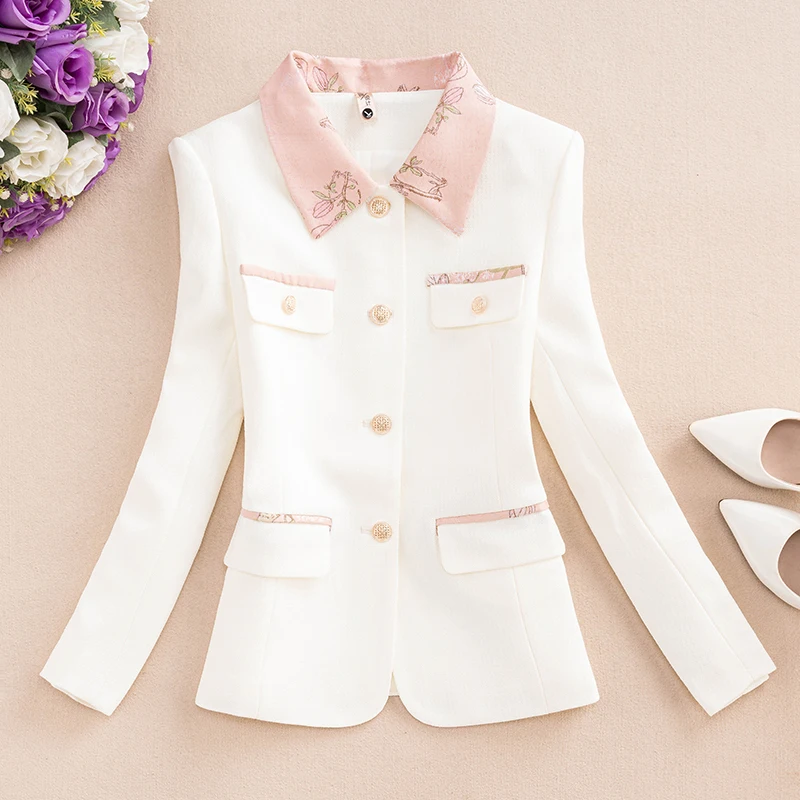 

Ele ort Костюм Jaet Long Sve Женский Faion Age-Defng Small Fraance Sle Весна 2025 Воротник на одной пуговице