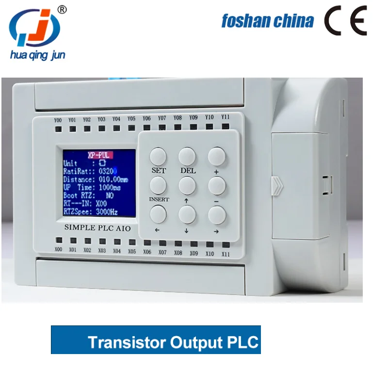 Huaqingjun 12-in 12-out Transistor Output PLC 2AO 0-20mA 0-10V QJ-24T-2AO PLC Controller for VFD