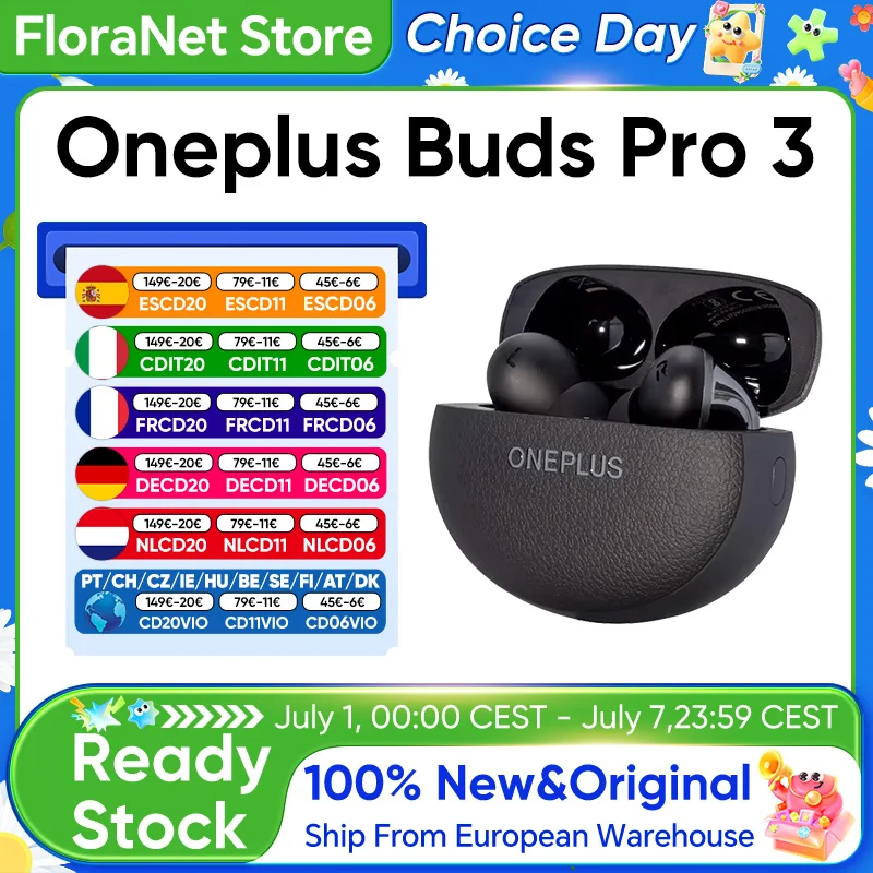 Audífonos Originales OnePlus Buds Pro 3 Versión Global TWS Bluetooth 5.4 con Cancelación Activa de Ruido de 50dB, 43h… — oferta en AliExpress