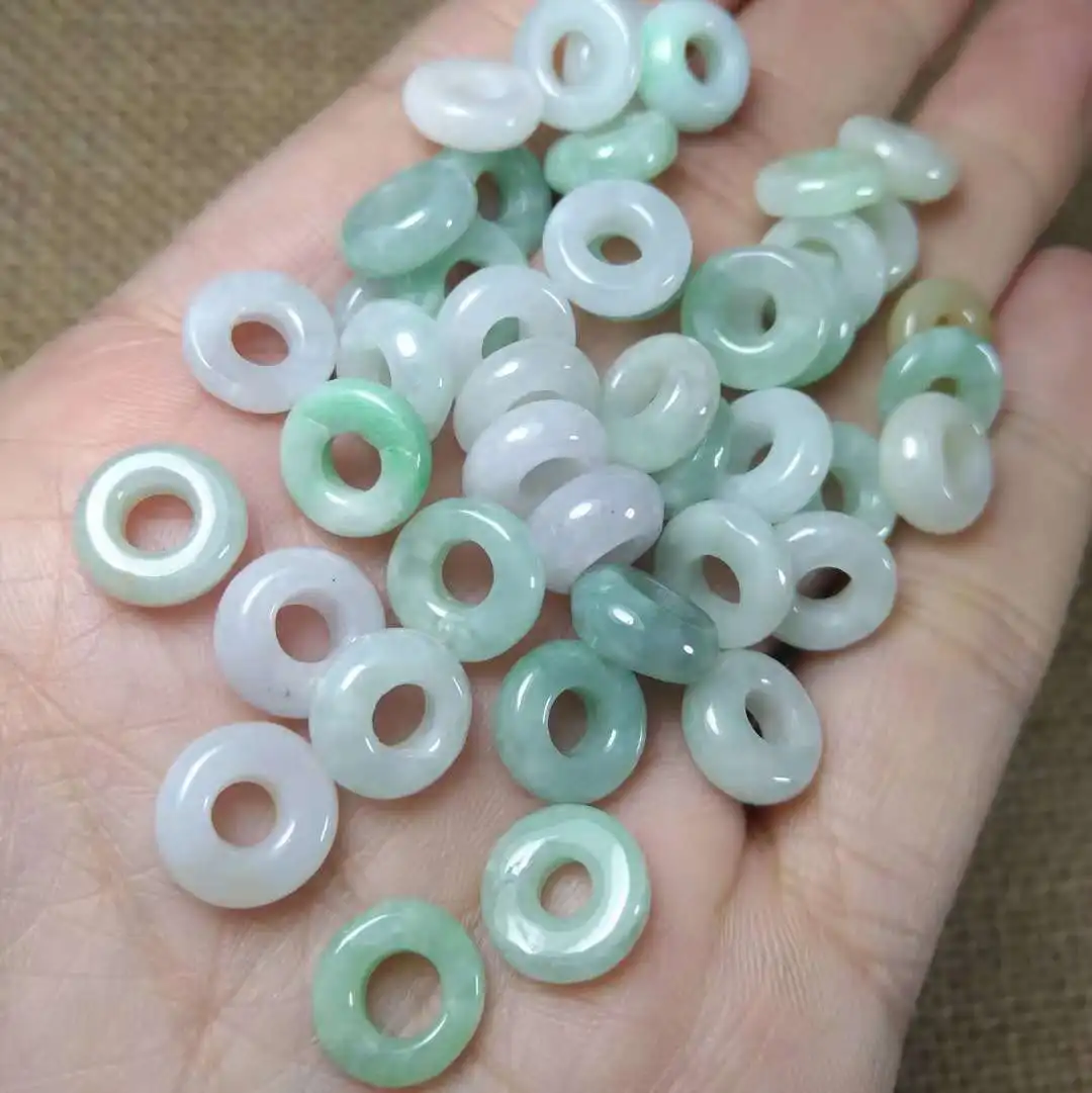 Grade A Myanmar Jadeite Donut Rings Beads For Jewelry Making Diy Bracelet Charms Necklace Pendant Earrings Jewellery Accessories