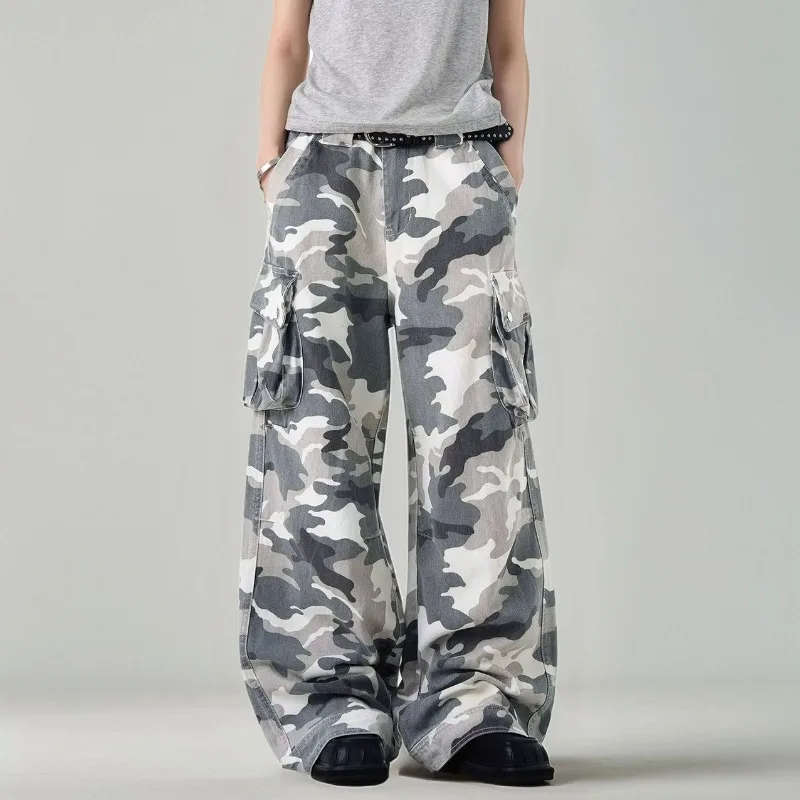 

Осенние мужские Y2K новые камуфляжные рабочие брюки Мужские свободные повседневные длинные брюки-карго в стиле хип-хоп, уличный стиль, модные брюки со средней талией
