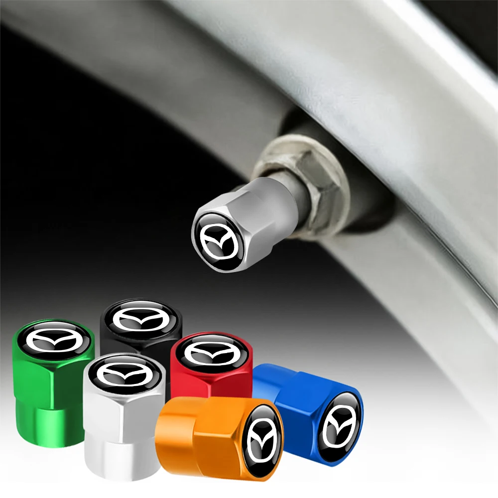 4Pcs Car Tire Valve Stems Cap Aluminum Tire Wheel Stem Air Covers Accessories For Mazda skyactiv Axela Atenza CX-3 CX-5 MS demio