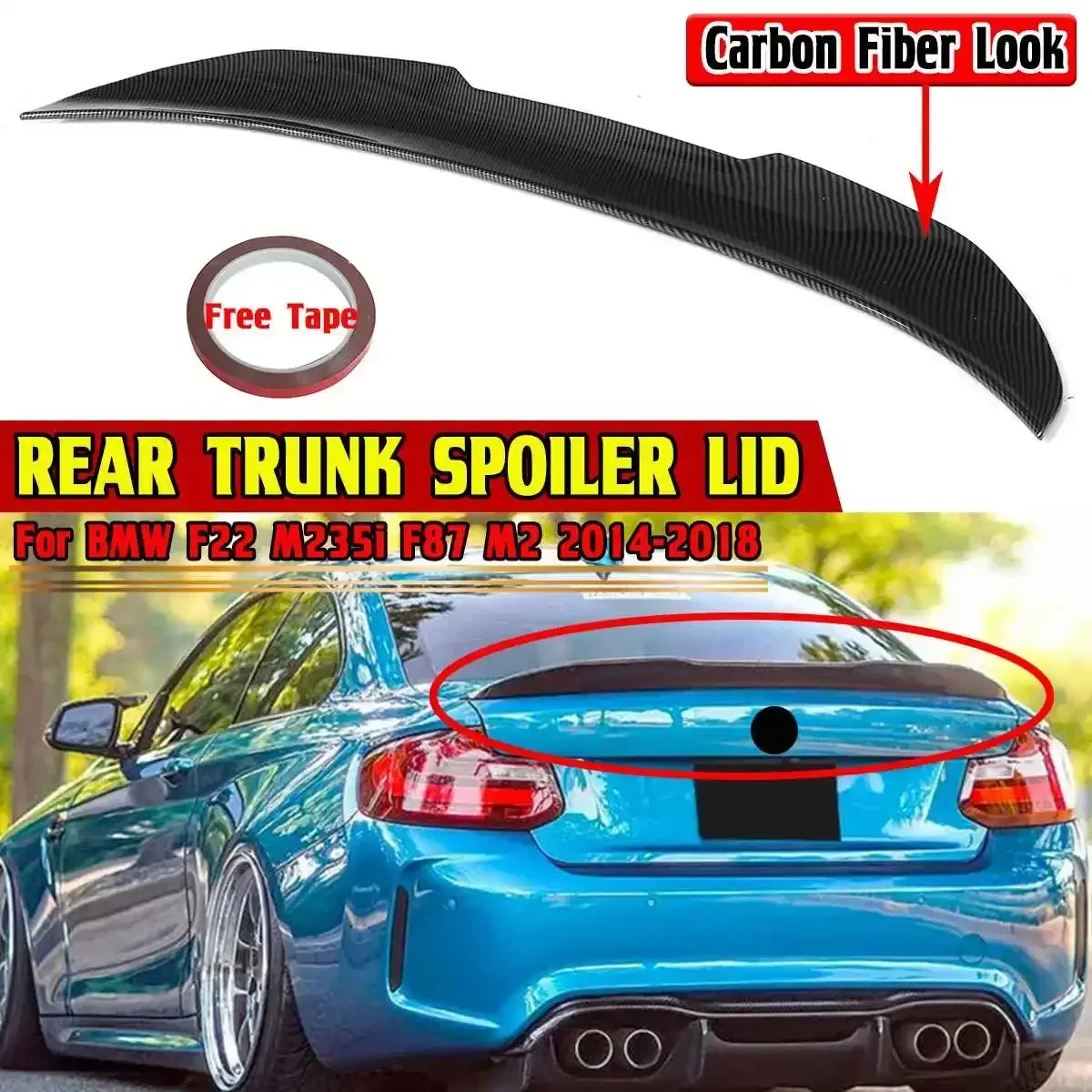 New M23 PSM Style Car Rear Trunk Lip Boot Wing Lip For BMW F22 M235i F87 M2 2014-2018 Car Rear Spoiler Wing Trunk Lip Body Kit