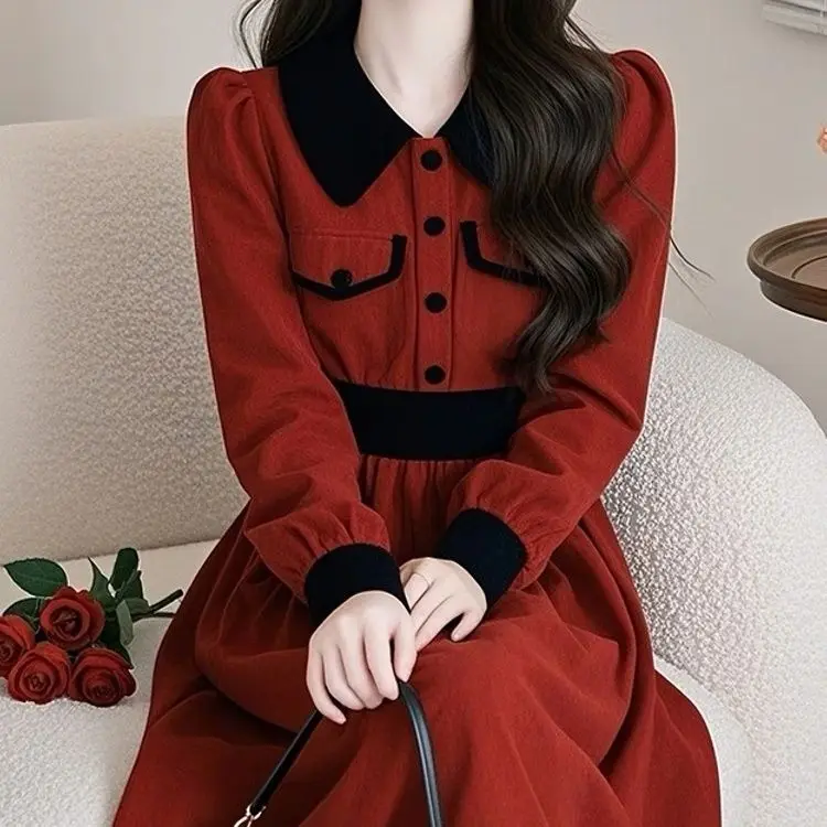 Vestido de fiesta de estilo francés Otoño Invierno nuevo cuello vuelto vestidos de punto para mujer vestido ceñido elegante de manga larga para mujer C152