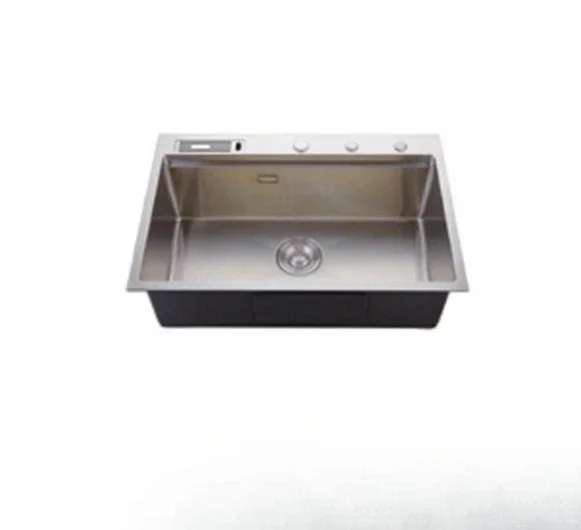 수제 싱크대, 스테인리스 스틸 주방, 야채 세척대, 카운터 아래 대형 싱글 세면대, 식기세척기