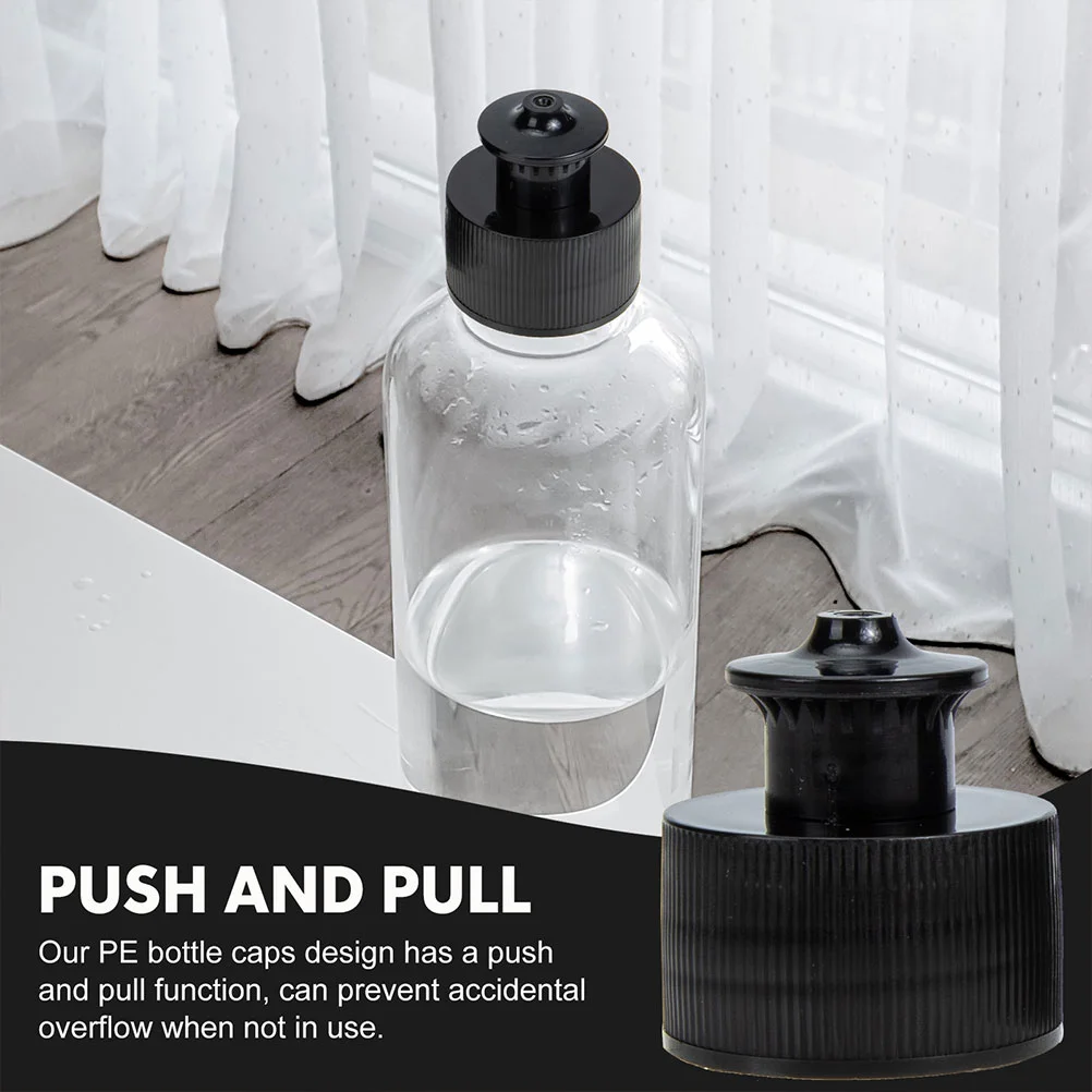 10 Pcs Anti-leakage Bottle Caps Tops Leak-proof Cover Push Pull Leakage-proof Black Beverage For Bottles