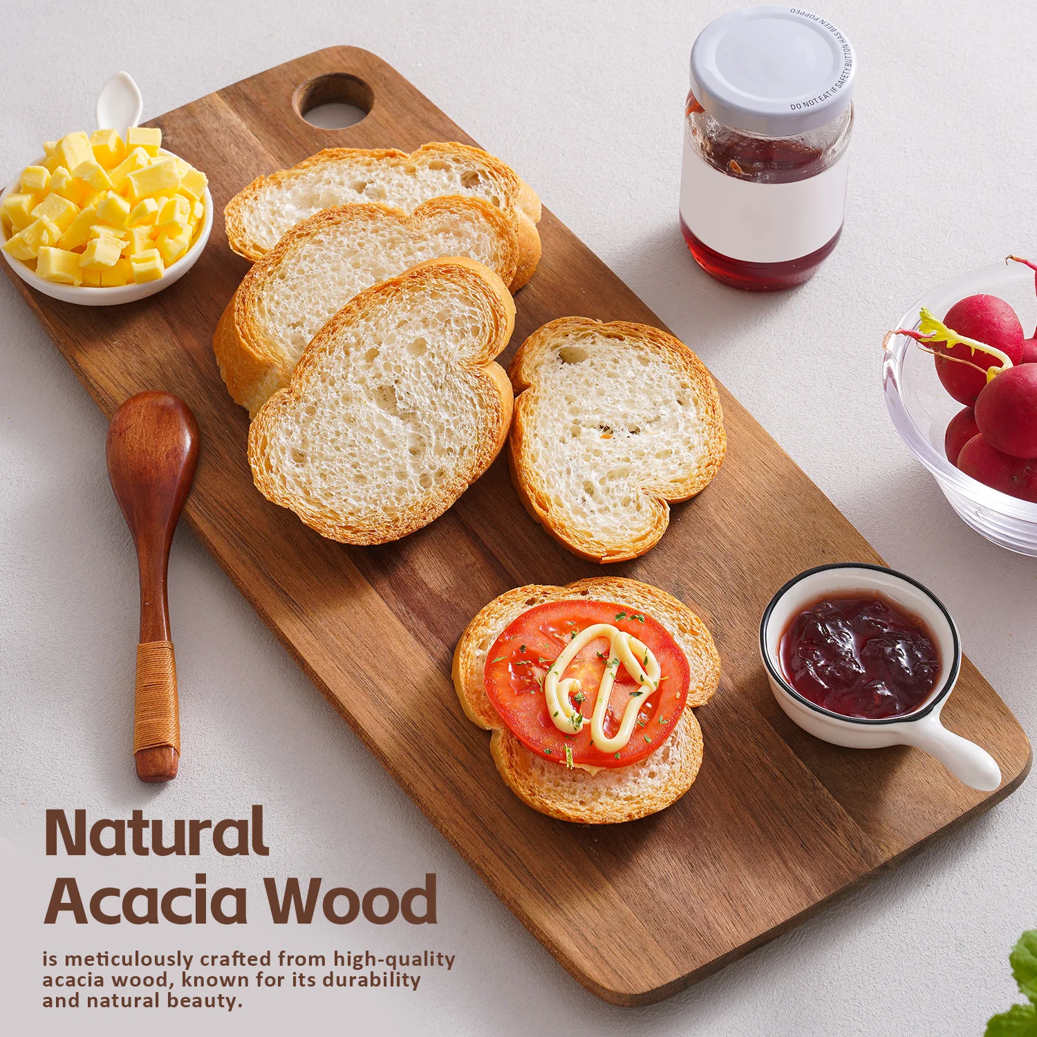 Разделочная доска из дерева акации для кухни, большая деревянная разделочная доска, разделочная доска для мяса, сыра, фруктов Разделочная доска из дерева акации для кухни, большая деревянная разделочная доска, разделочная доска для мяса, сыра, фруктов