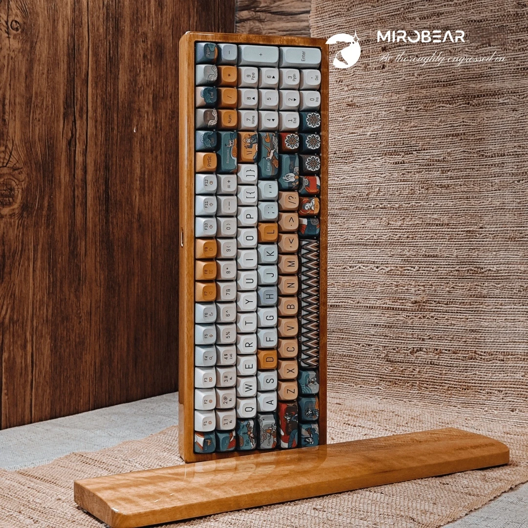 MR100 |   MR68 لوحة المفاتيح الميكانيكية الخيط الذهبي Nanmu ثلاثة وضع اتصال البيانو الخبز الورنيش مريح Ixpe رمح Underpad