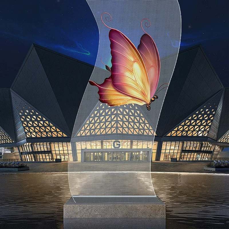 

High Quality Lightweight LED Film Screen Highly Transparent and Simple Structure with No Pressure on Glass for Display