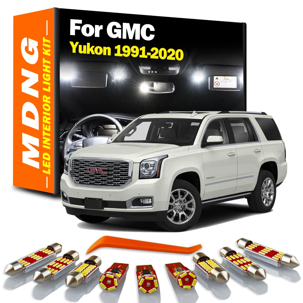 MDNG Canbus For GMC Yukon 1991- 2016 2017 2018 2019 2020 LED Interior Dome Map Plate Light Kit Car Reading Vanity Mirror Bulbs