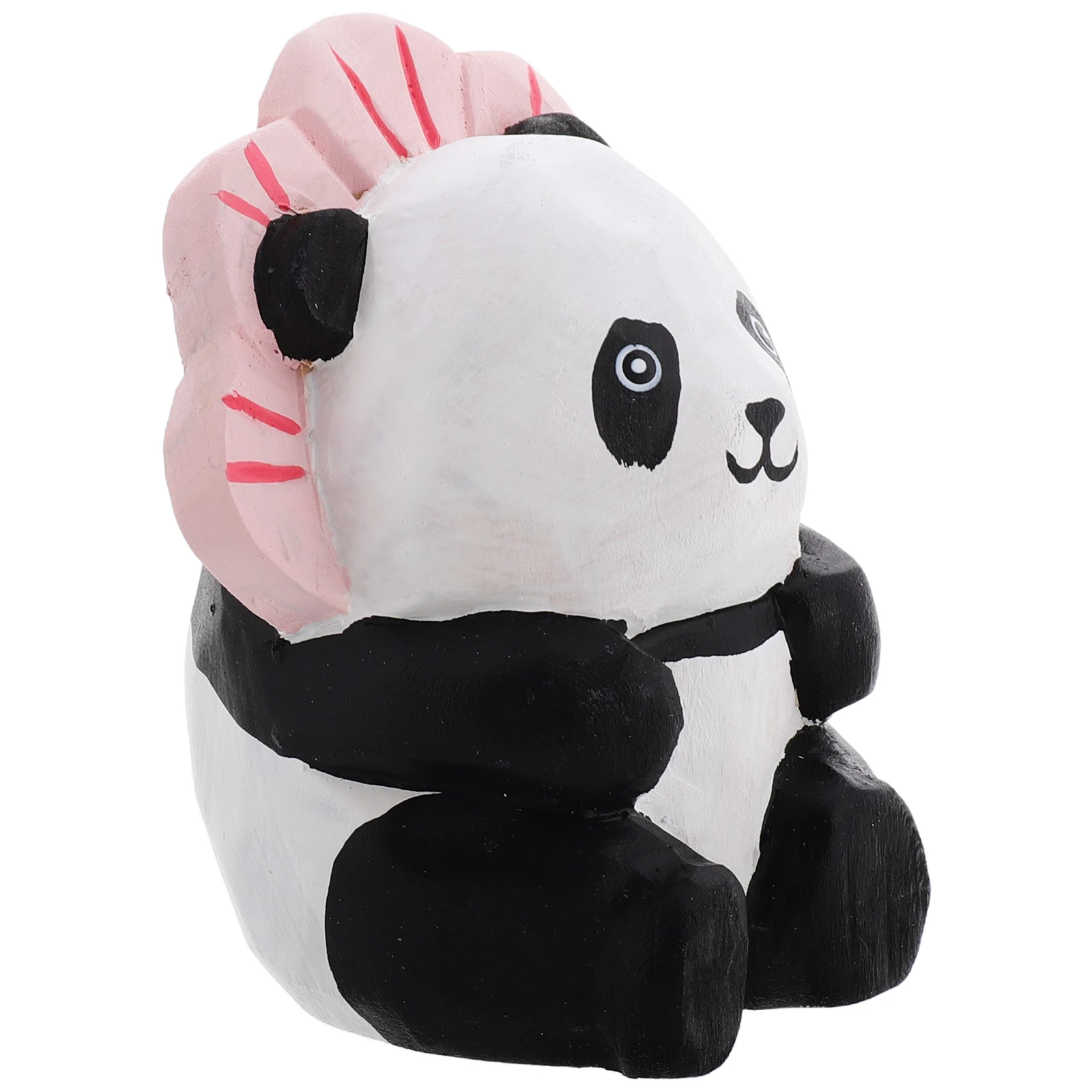 

Wooden Panda Figurine Handcarved Statue Ornament Unique Decor Home Desk Shelf Wooden Animal Figurines Safe Material