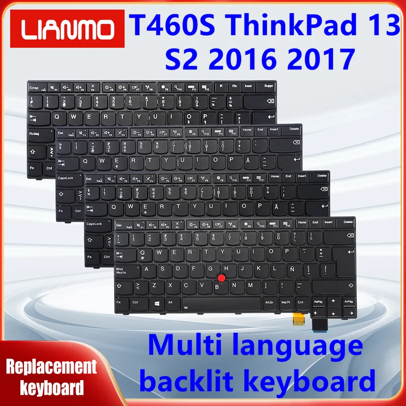 

Arabic Sweden Denmark Bulgarian Canadian French Hebrew Norwegian Latin Spanish keyboard for Lenovo T460S S2 2016 2017 ThinkPad13