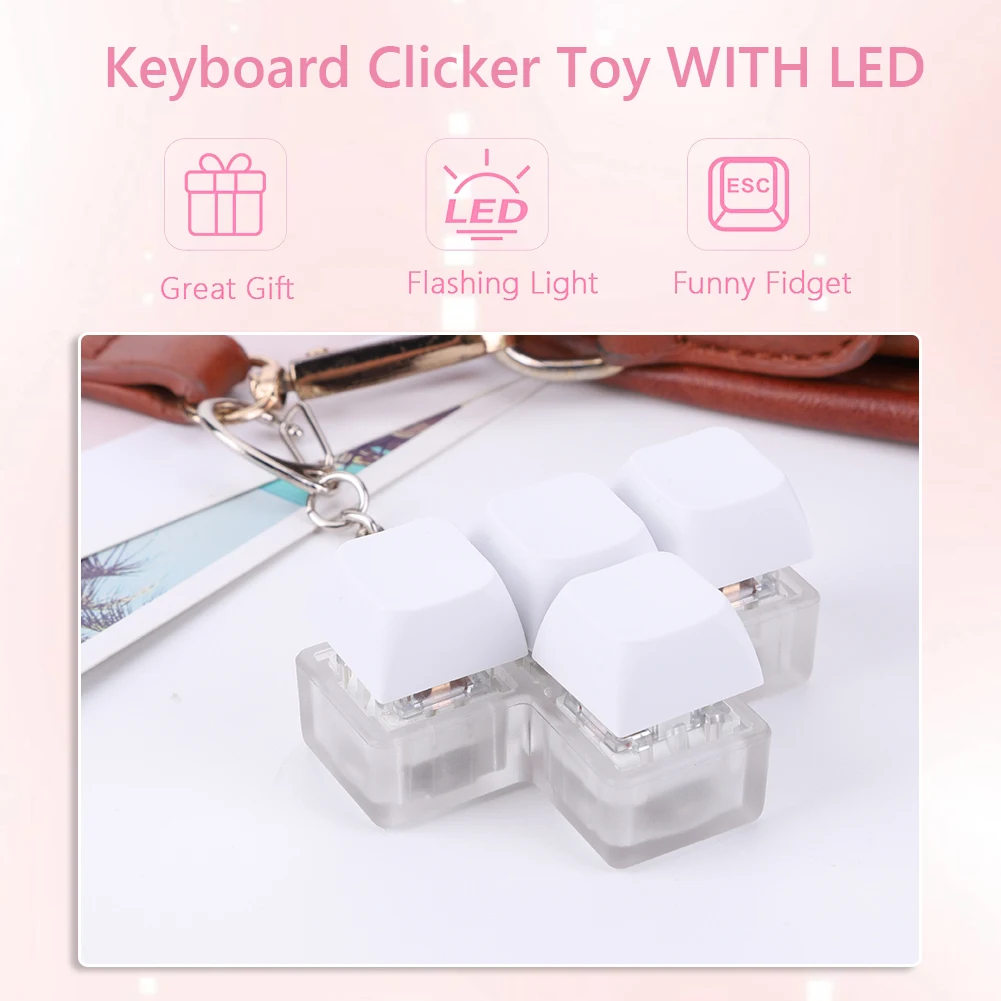 RGB Keyboard Button Stress Relief Toys New Clicky Fidgets Mechanical Keyboard Keychain for Adult To Relief Stress Portable Toys