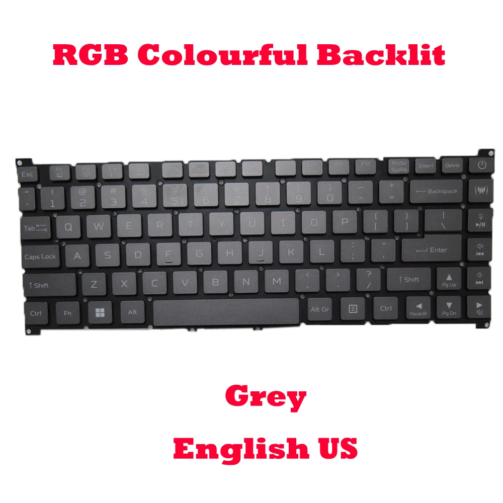 

Серая монохромная клавиатура с подсветкой для ноутбука Acer PT516-51S PT314-51S N20C8, новая английская, американская