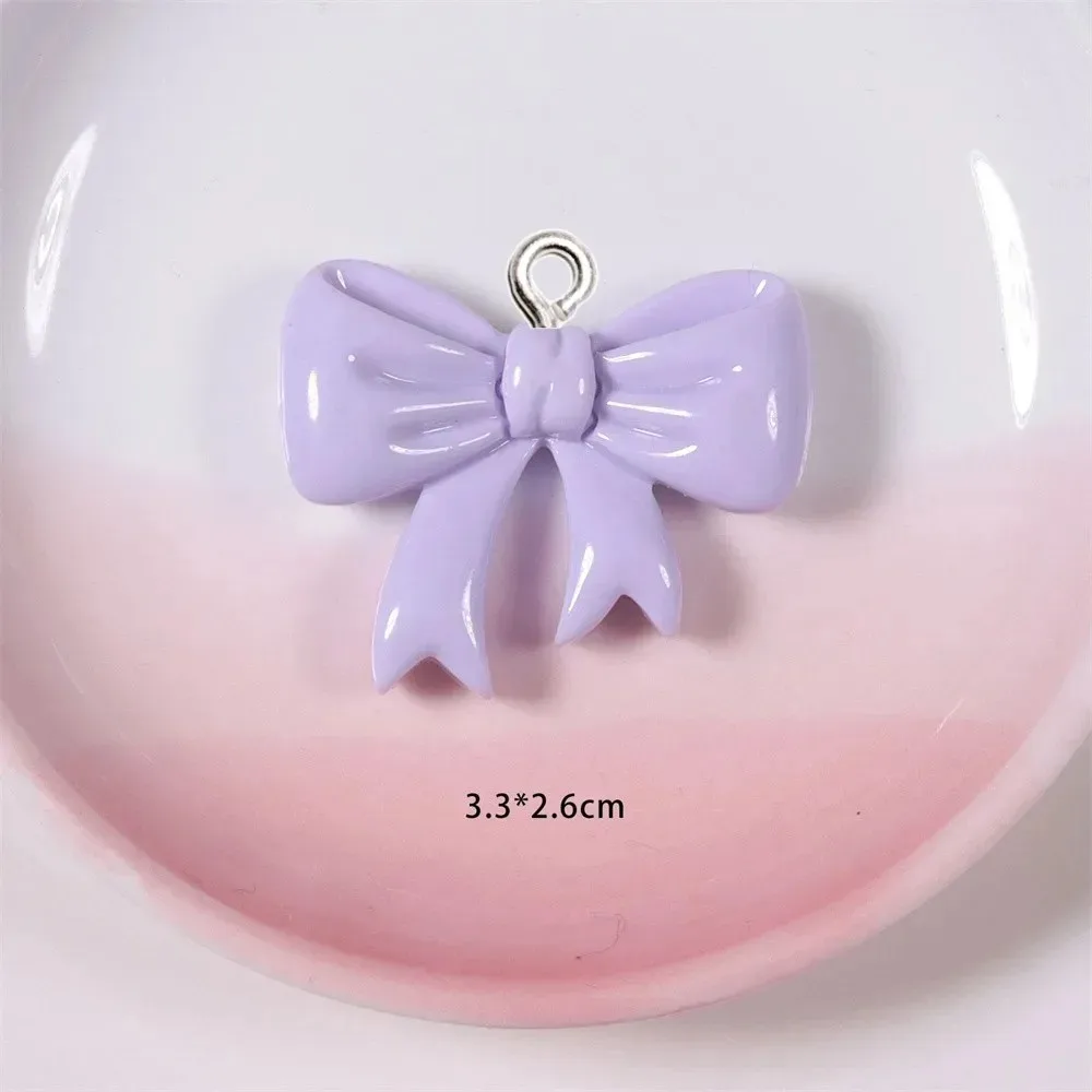 10 Pieces Candy Color Bow Resin Charms Handmade Ornaments Fit Women Jewelry, Keychain Phone Bag Decoration DIY Making view 6