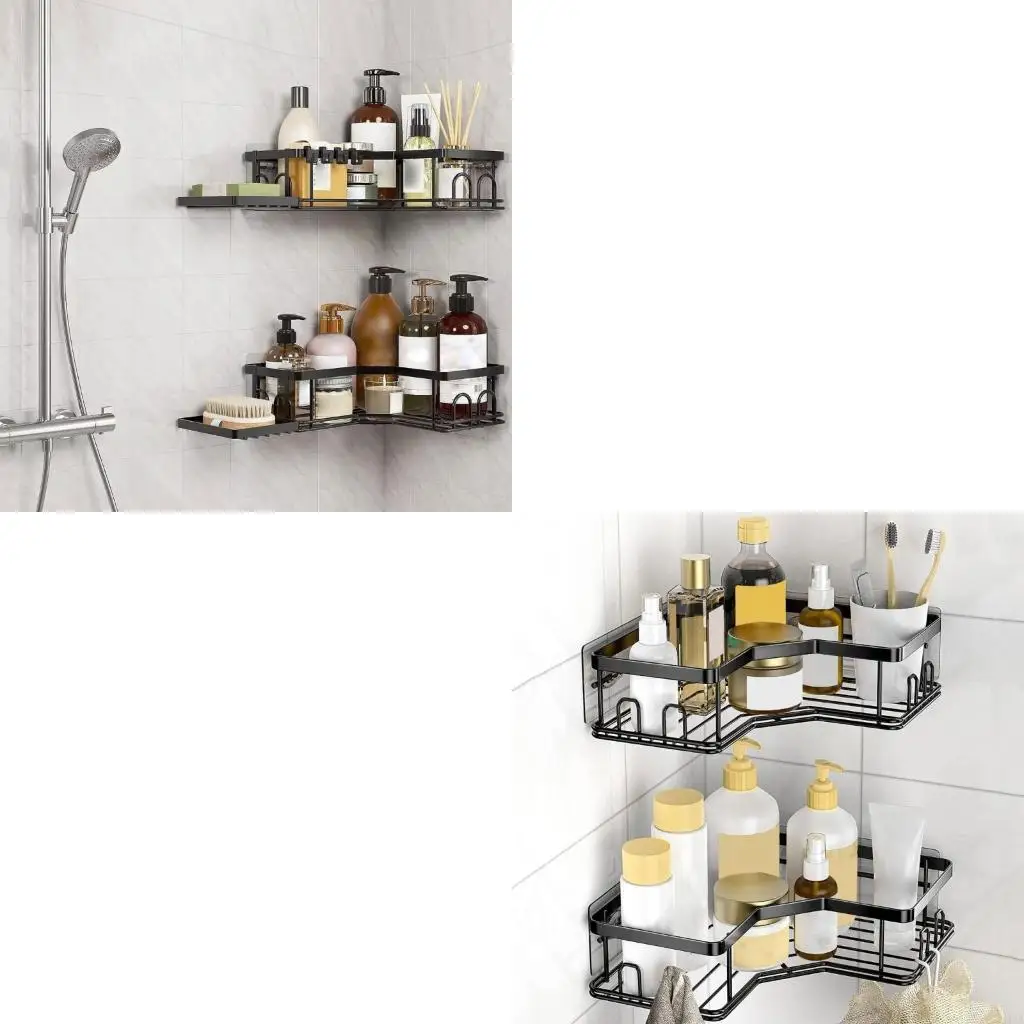 L43A Not Drill Bathroom Corner Shelf  Space Saving Storage Solution Shower Shelf