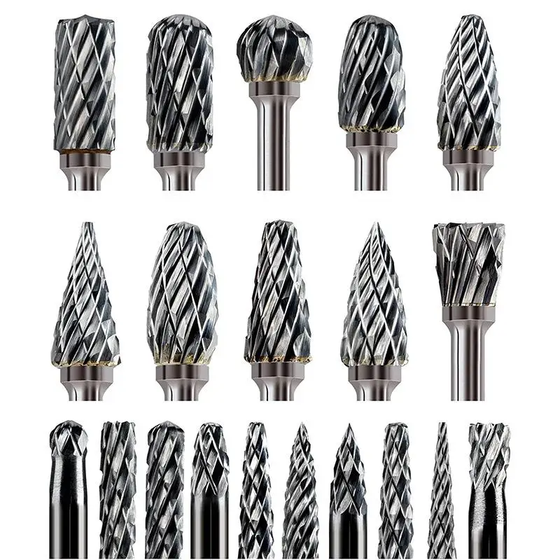 Набор заусенцев из карбида вольфрама, набор фрез, напильник, рашпиль, гравировка, металл, дерево, алюминий, пластик, камень, вращающийся инструмент, электрическая дрель