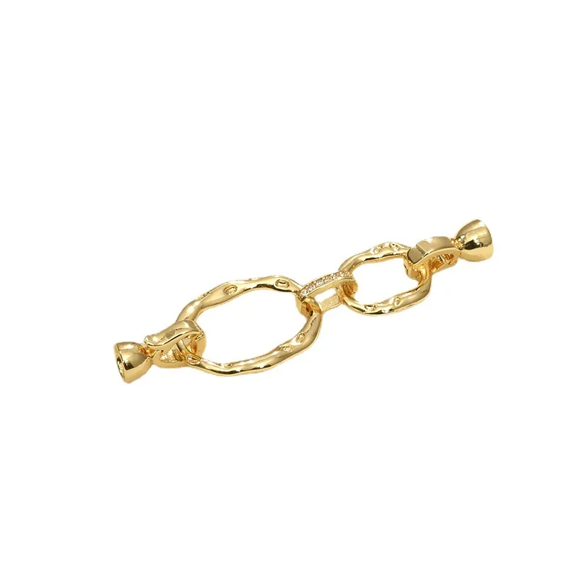 Copper-plated 18k Gold Color Double-circle Necklace Button Head Accessories DIY Handmade Bracelet Necklace Connecting Buckle End
