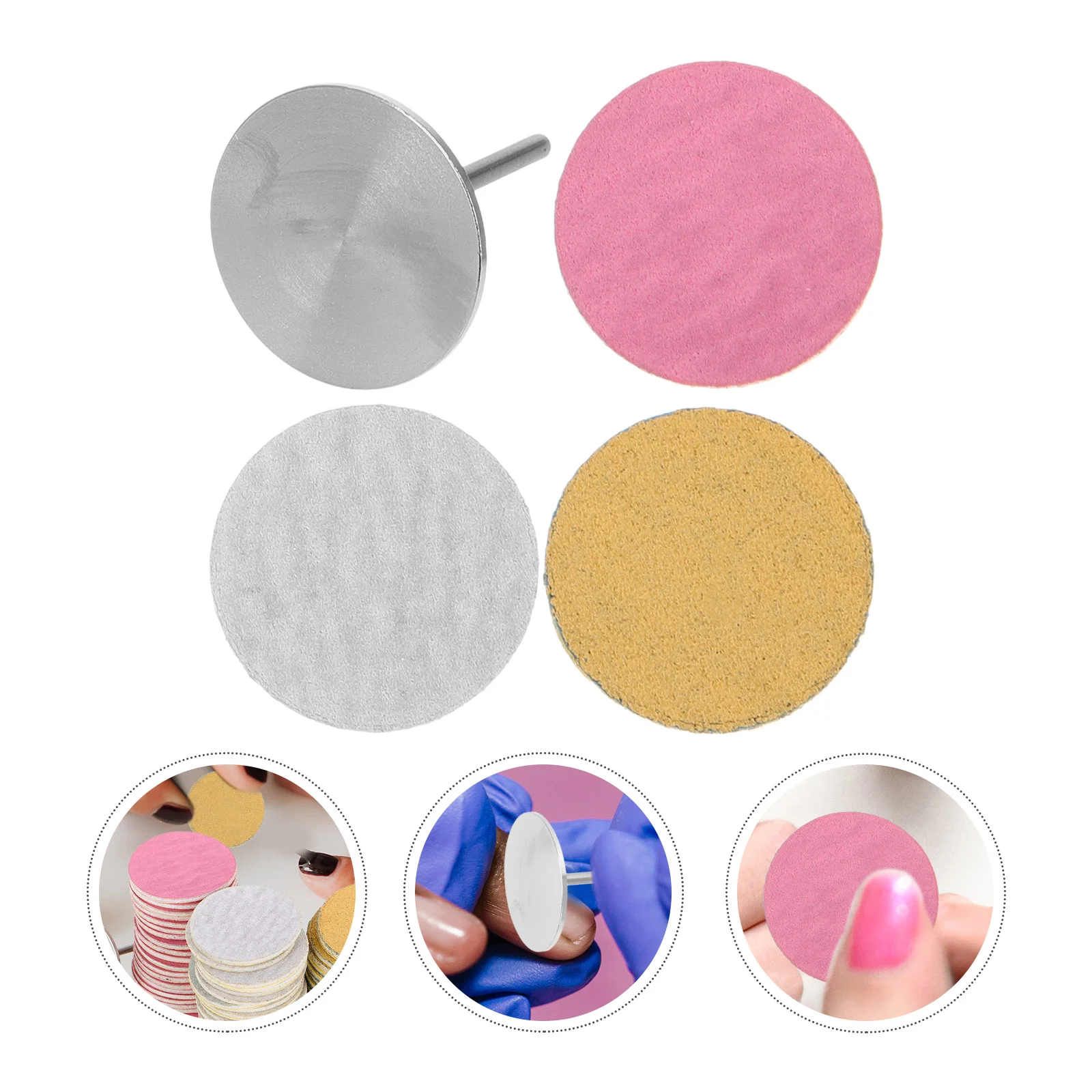 

60 Pcs Nail Polishing Sheets Bits Sanding Pads Foot File Tool Drill Disc for Nails Stainless Steel Small Bands Cuticle Remover