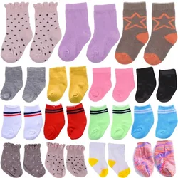 Doll Socks Love Pattern For 43cm Baby Doll&18inch American Doll Accessories Solid Color Baby Girl's Socks,Our Generation Dolls
